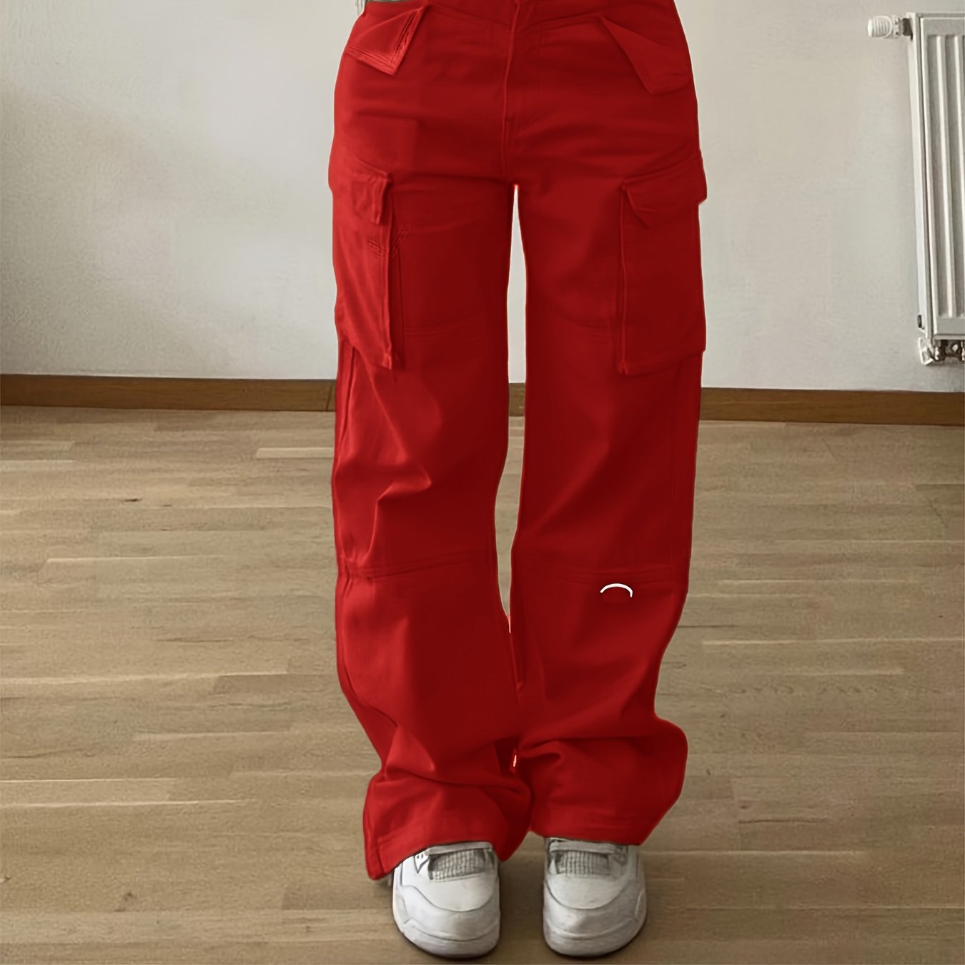 Women's Non-Stretch Cargo Pants with Multiple Utility Pockets - Structured Fit Work Pants for Everyday & Professional Outfits, Pink,