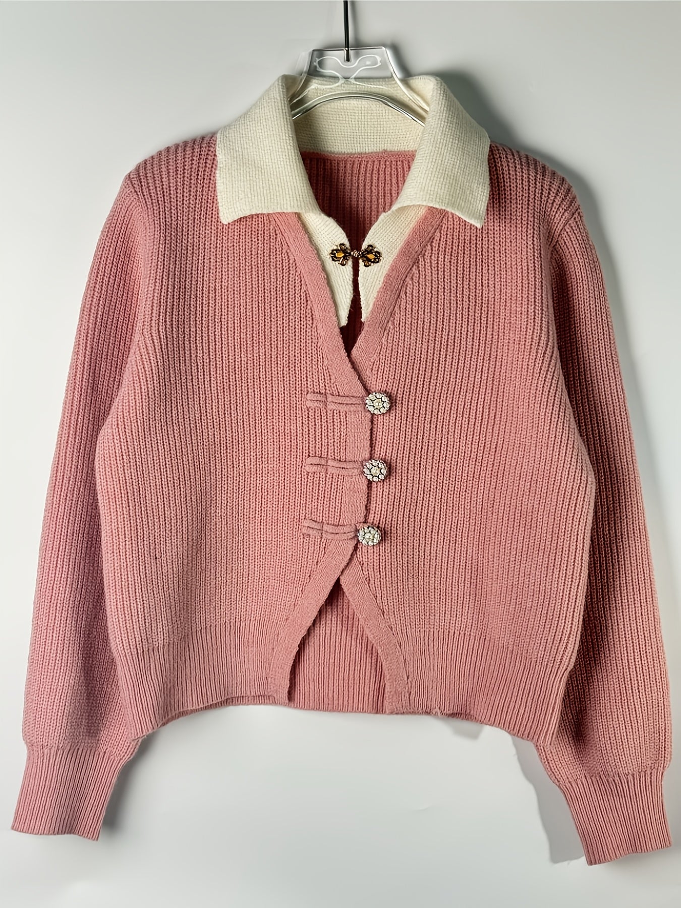 Women'S Elegant Beige Cardigan with Ribbed Detail - Light Luxury, Warm & Stylish Open Sweater for Fall and Winter,