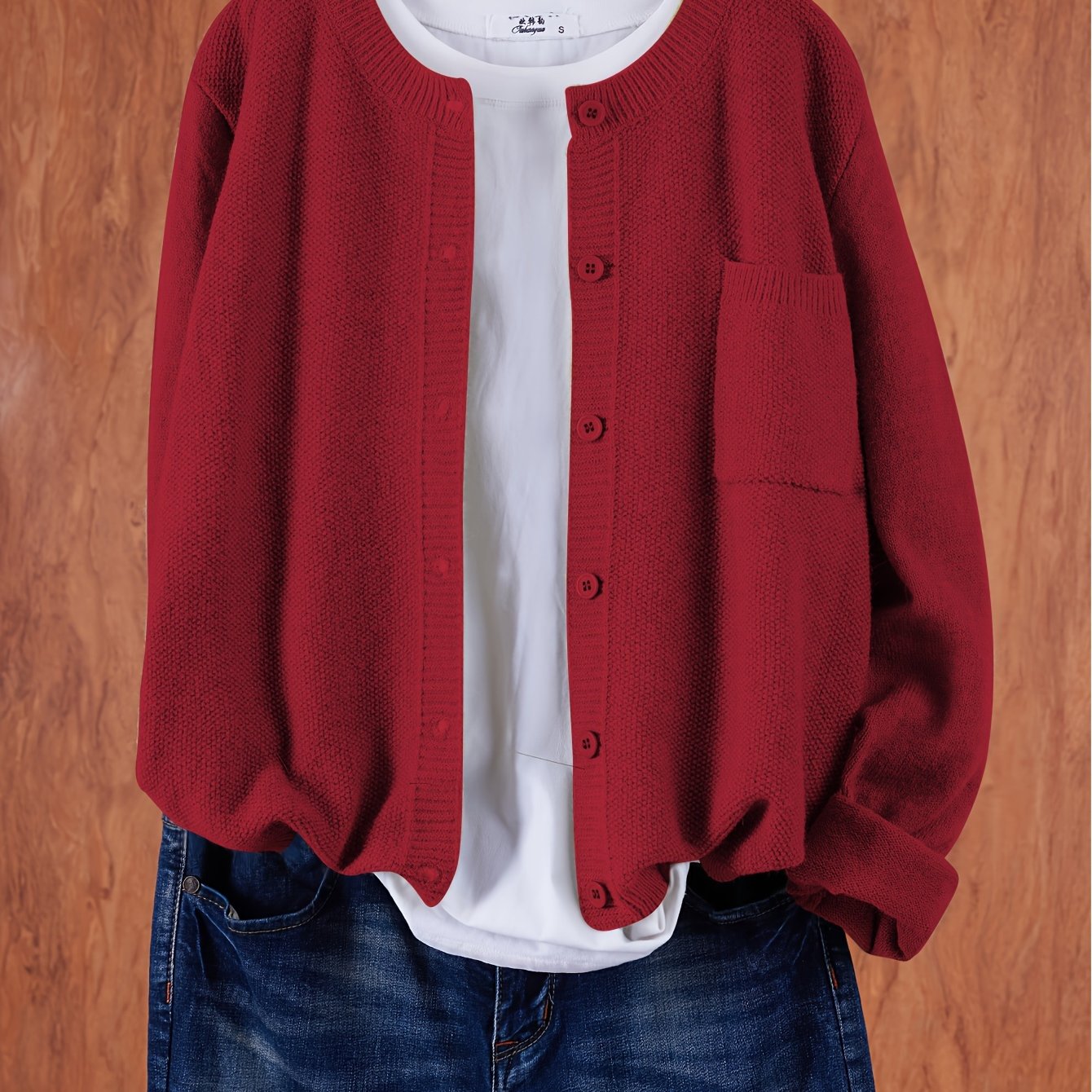 Women's Casual Button-Up Cardigan - Soft Stretchy Long Sleeve with Pockets, Solid Brown for Spring\u002FFall, Lightweight and Comfortable Casual Attire,
