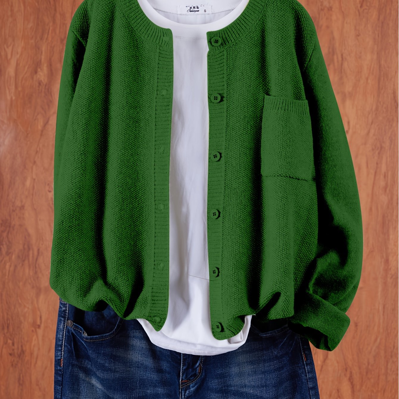 Women's Casual Button-Up Cardigan - Soft Stretchy Long Sleeve with Pockets, Solid Brown for Spring\u002FFall, Lightweight and Comfortable Casual Attire,