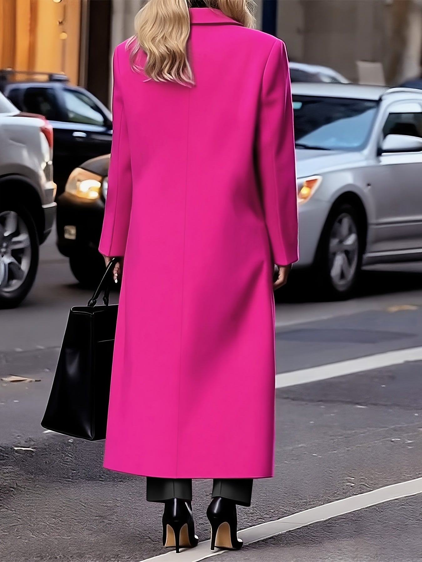 Women'S Elegant Solid Color Mid-Length Trench Coat - Lightweight, Button-Up, Long Sleeve Outerwear for Spring & Fall,