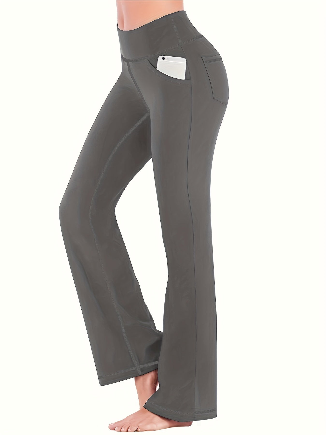 Women's High-Waisted Yoga Pants - Compression Flared Leggings with Pockets, Quick-Dry Stretch Fabric for Yoga,
