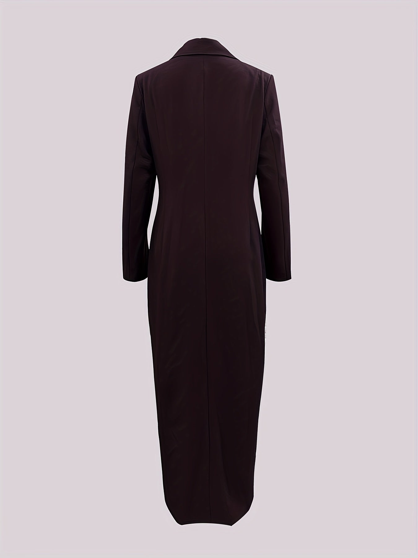 Women'S Elegant Double-Breasted Long Sleeve Trench Coat - Solid Color, Button Details, High-Waisted Design, Perfect for Formal Events,