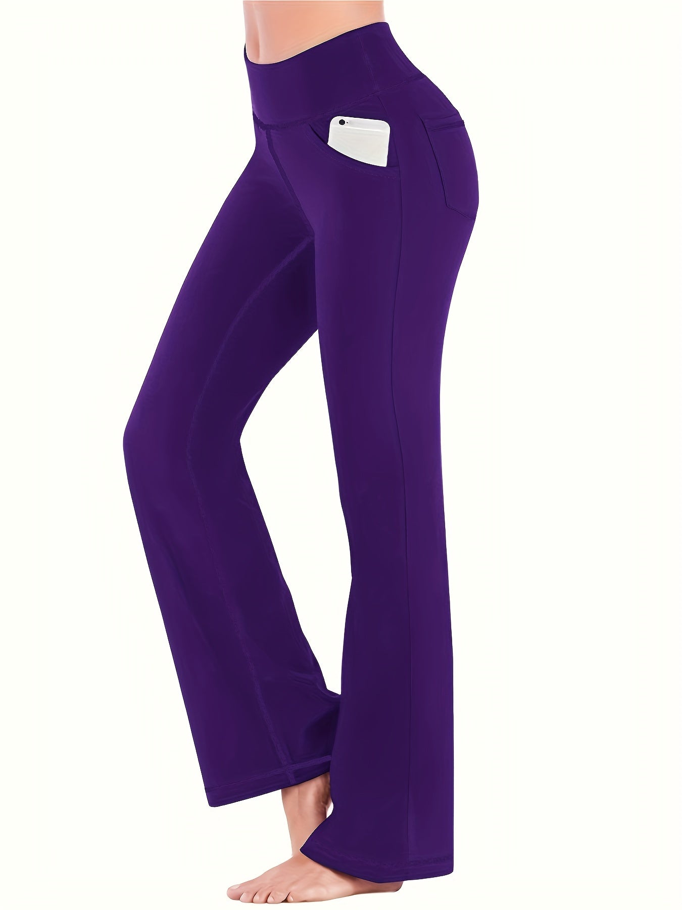 Women's High-Waisted Yoga Pants - Compression Flared Leggings with Pockets, Quick-Dry Stretch Fabric for Yoga,