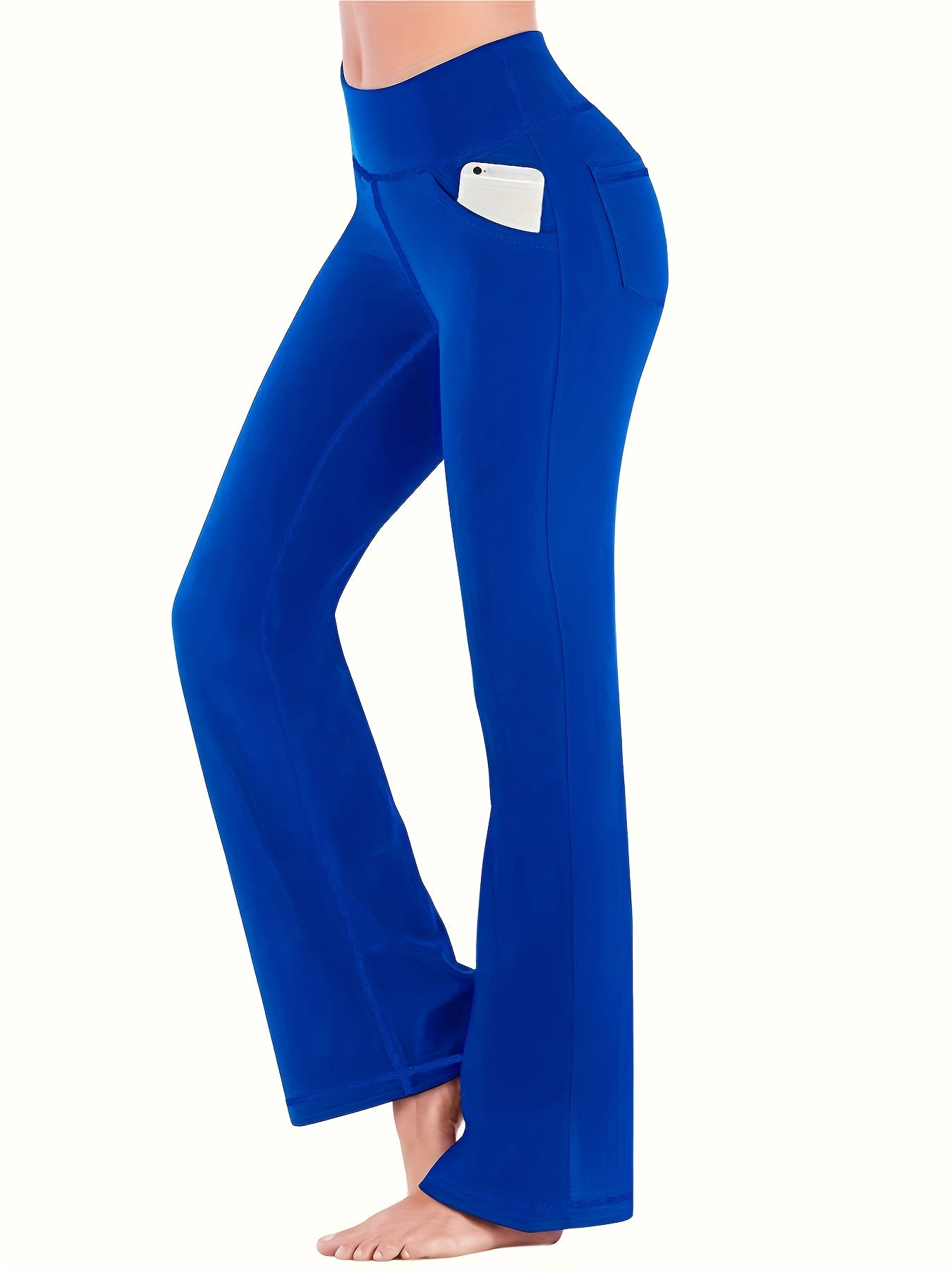 Women's High-Waisted Yoga Pants - Compression Flared Leggings with Pockets, Quick-Dry Stretch Fabric for Yoga,
