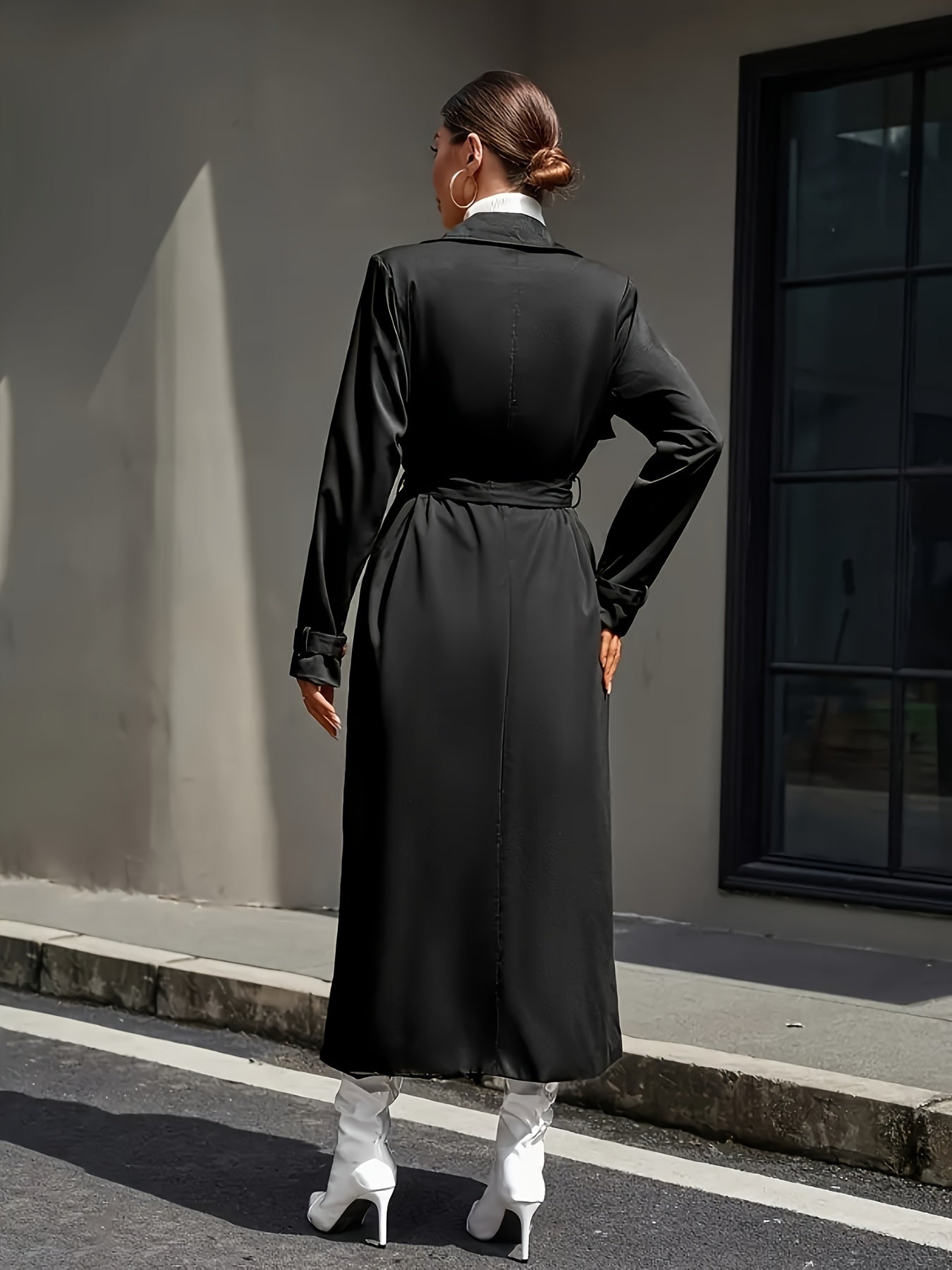 New Arrival Long Coat New Arrival Women's Autumn-Winter European & American Style Long Coat | Solid Color, Versatile Classic Single-Breasted Waist Belted Double