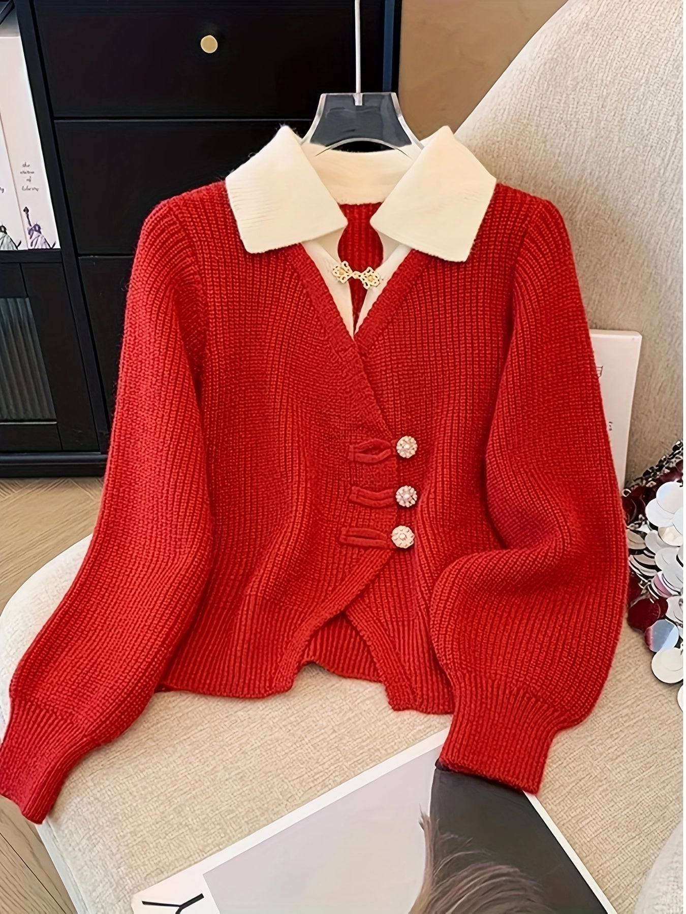 Women'S Elegant Beige Cardigan with Ribbed Detail - Light Luxury, Warm & Stylish Open Sweater for Fall and Winter,