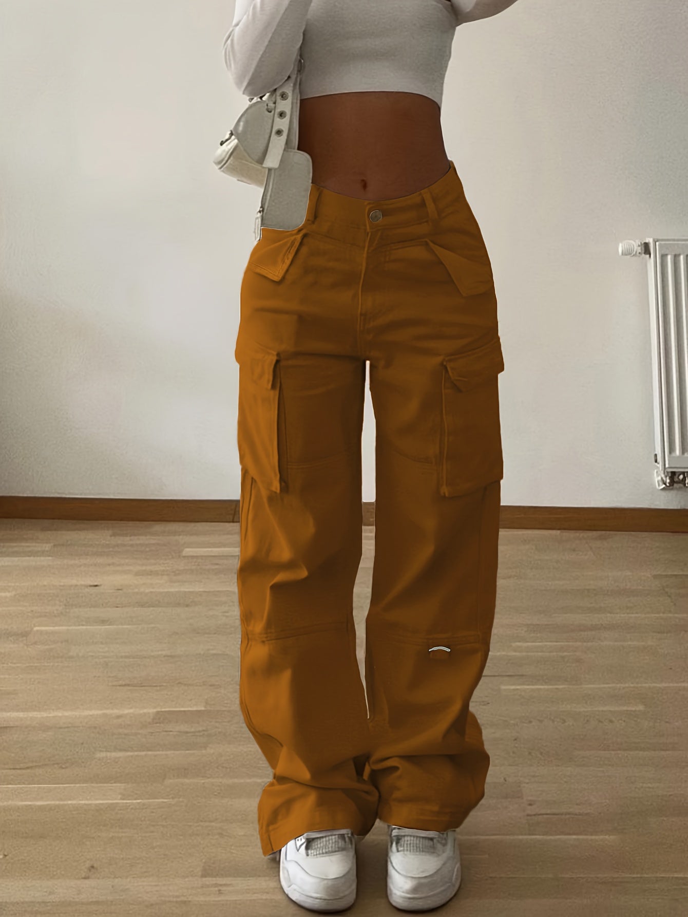 Women's Non-Stretch Cargo Pants with Multiple Utility Pockets - Structured Fit Work Pants for Everyday & Professional Outfits, Pink,