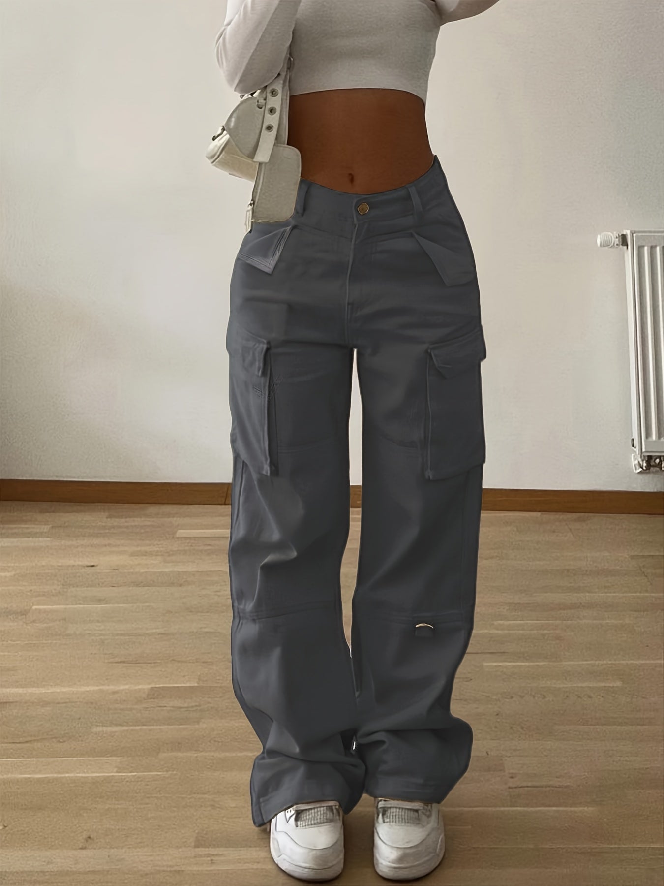 Women's Non-Stretch Cargo Pants with Multiple Utility Pockets - Structured Fit Work Pants for Everyday & Professional Outfits, Pink,