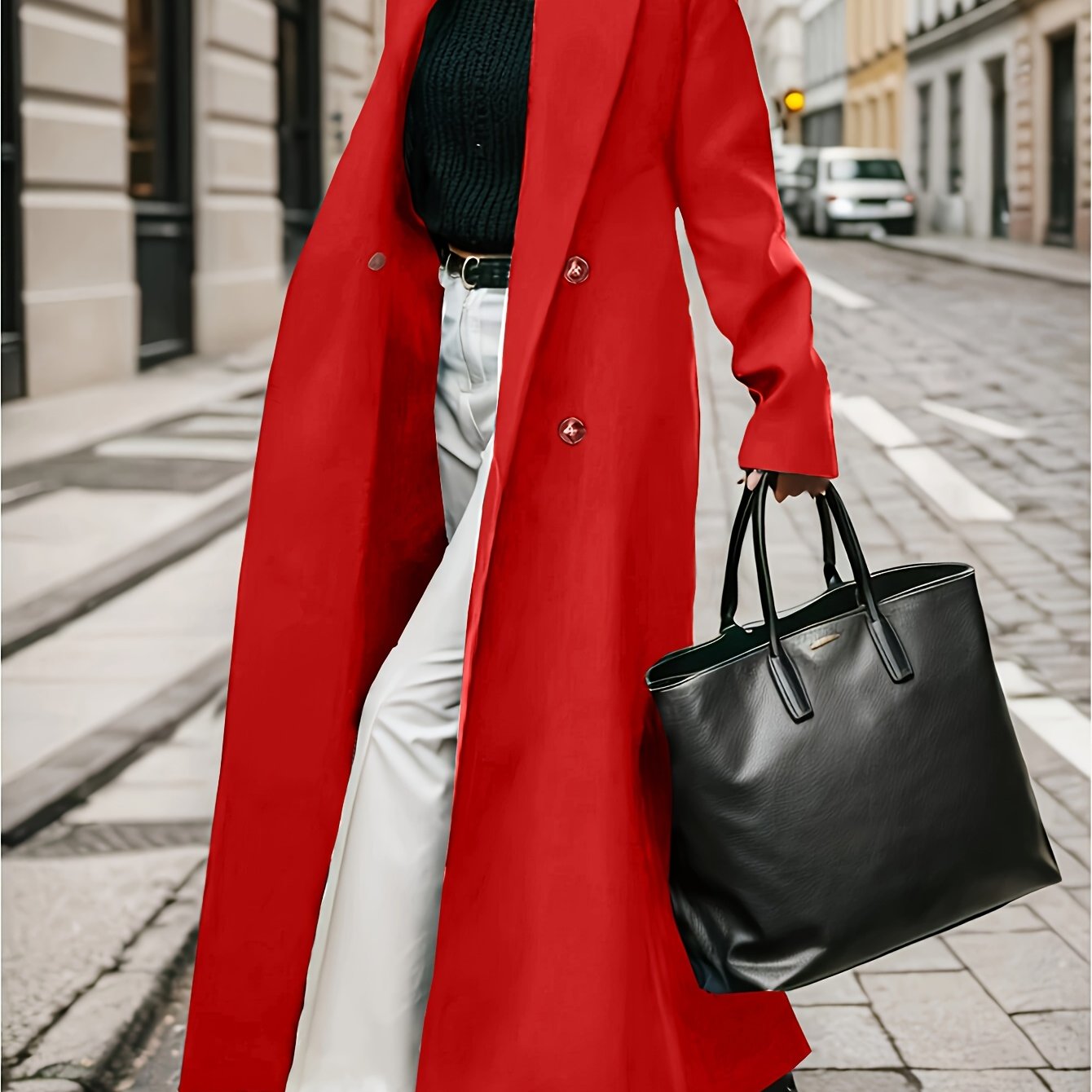 Women's Elegant Green Coat - Long Formal & Professional Outerwear, Machine Washable Winter Trench with Structured H-Silhouette for Office, Parties,
