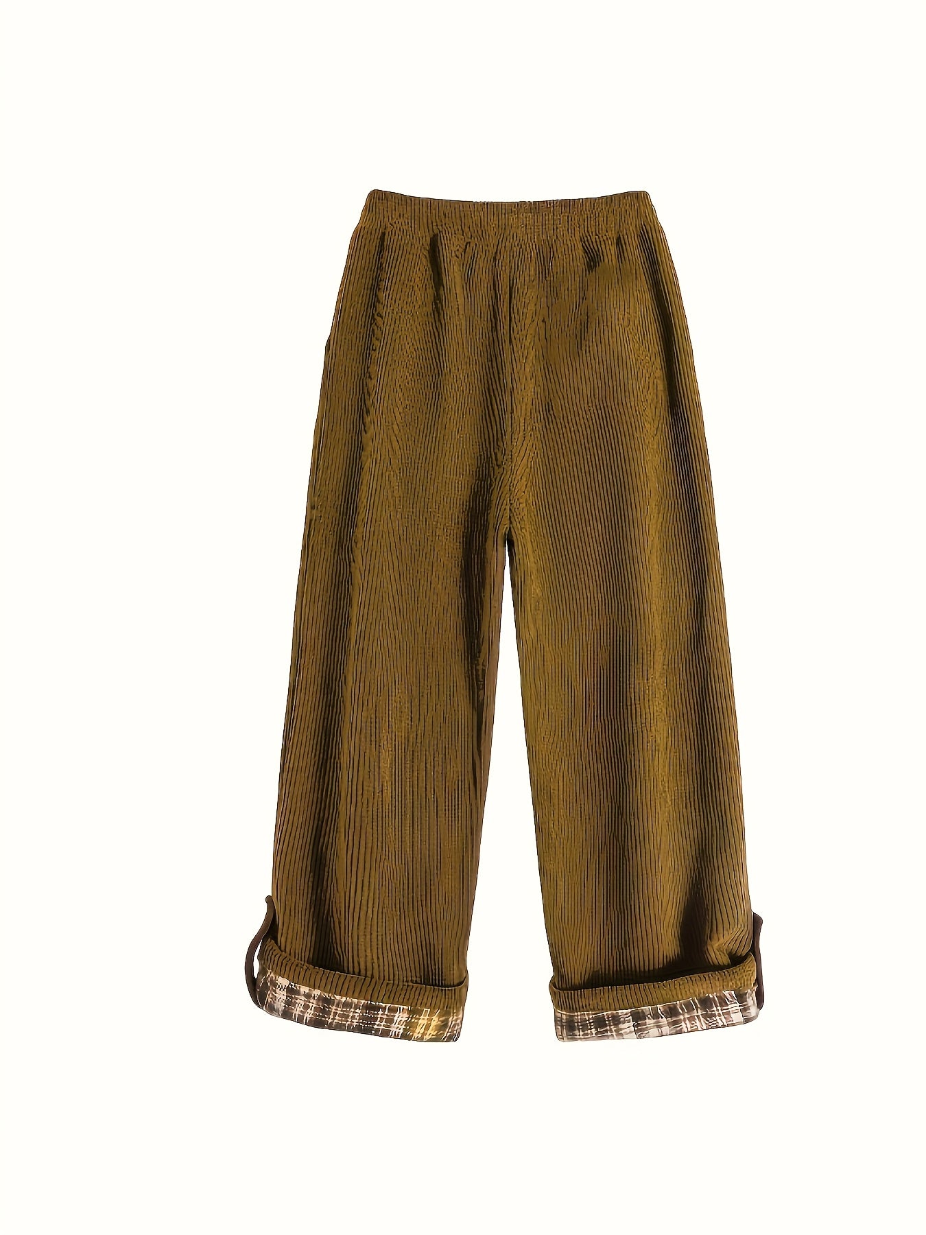 Women's Spring and Autumn Plaid Flared Pants Korean Style Loose Straight Leg