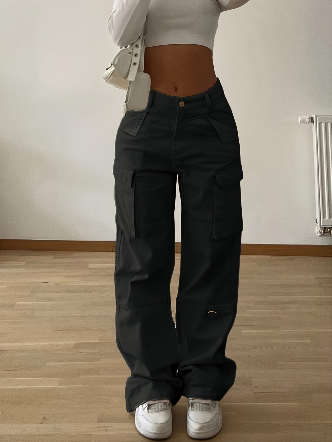 Women's Non-Stretch Cargo Pants with Multiple Utility Pockets - Structured Fit Work Pants for Everyday & Professional Outfits, Pink,