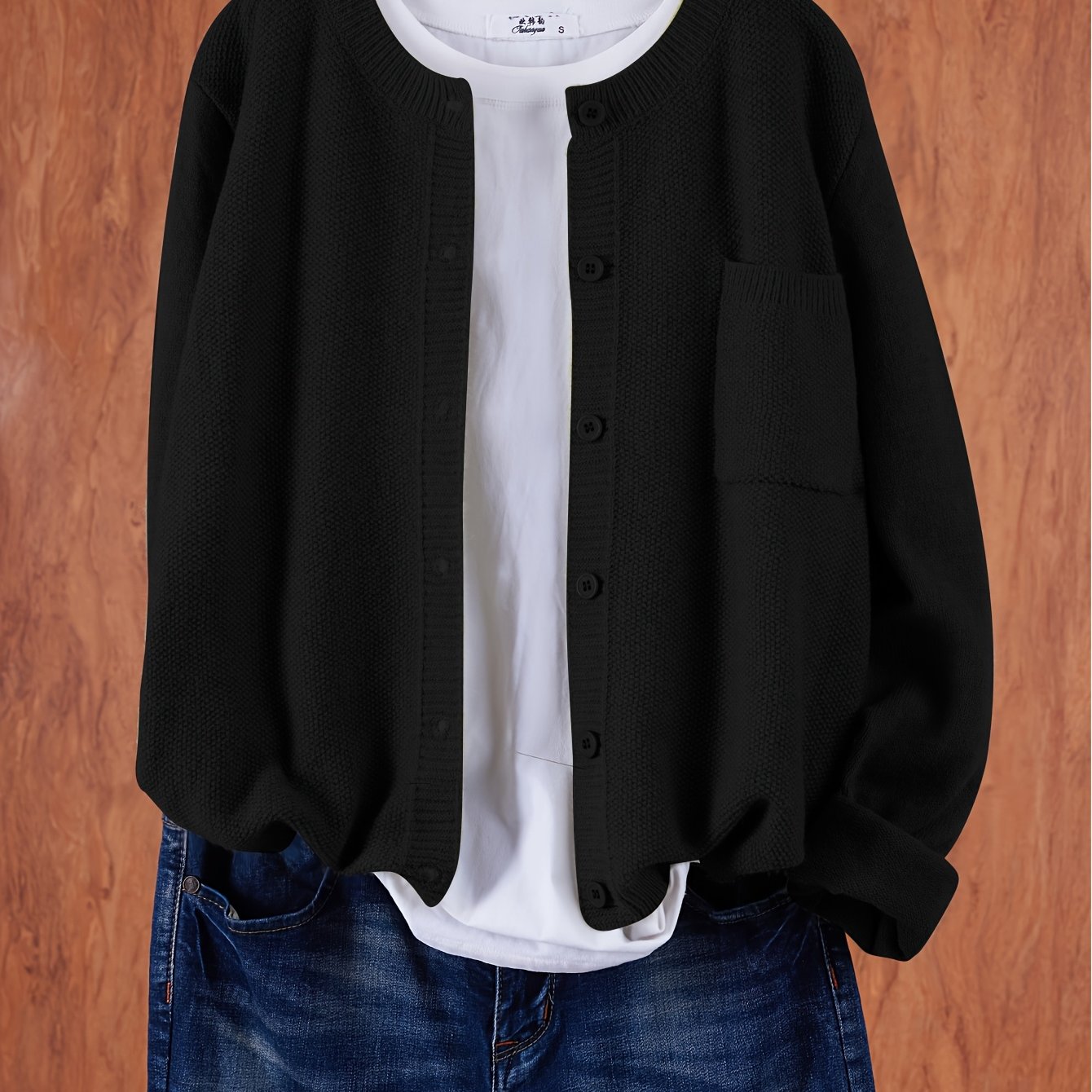 Women's Casual Button-Up Cardigan - Soft Stretchy Long Sleeve with Pockets, Solid Brown for Spring\u002FFall, Lightweight and Comfortable Casual Attire,