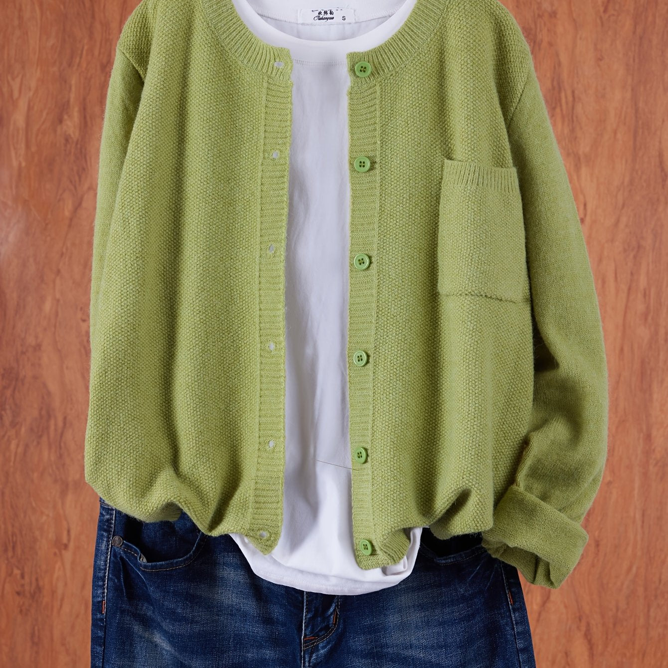 Women's Casual Button-Up Cardigan - Soft Stretchy Long Sleeve with Pockets, Solid Brown for Spring\u002FFall, Lightweight and Comfortable Casual Attire,