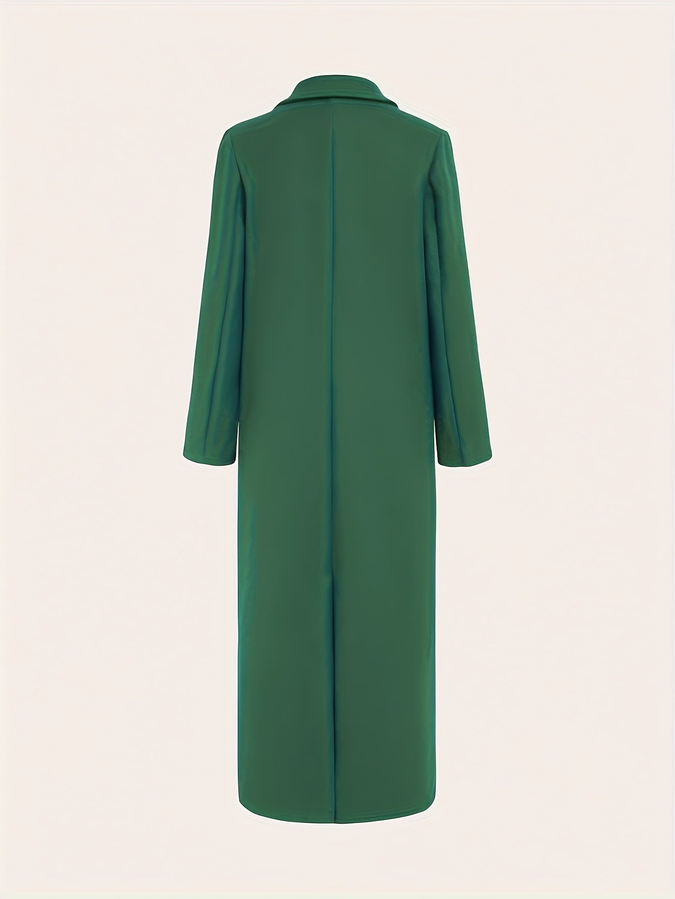 Women's Elegant Green Coat - Long Formal & Professional Outerwear, Machine Washable Winter Trench with Structured H-Silhouette for Office, Parties,