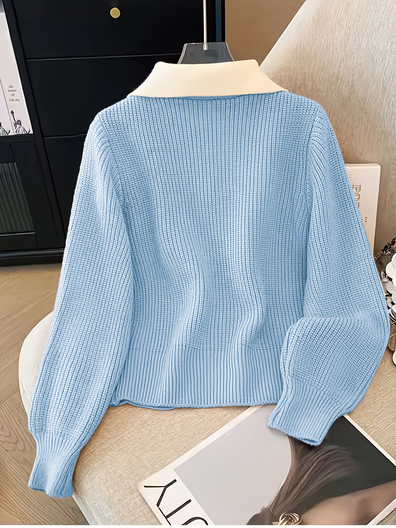 Women'S Elegant Beige Cardigan with Ribbed Detail - Light Luxury, Warm & Stylish Open Sweater for Fall and Winter,