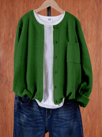 Women's Casual Button-Up Cardigan - Soft Stretchy Long Sleeve with Pockets, Solid Brown for Spring\u002FFall, Lightweight and Comfortable Casual Attire,