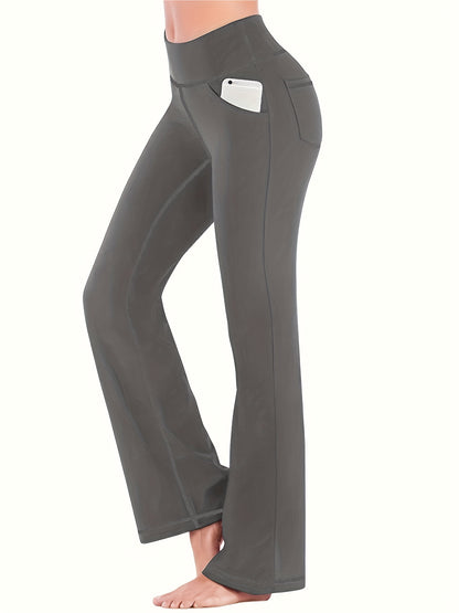 Women's High-Waisted Yoga Pants - Compression Flared Leggings with Pockets, Quick-Dry Stretch Fabric for Yoga,