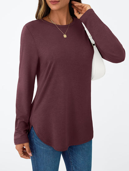 Women's Long Sleeve Round Neck Shirt Cute Casual Basic T