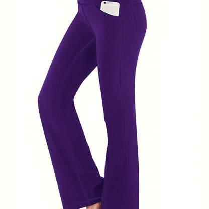 Women's High-Waisted Yoga Pants - Compression Flared Leggings with Pockets, Quick-Dry Stretch Fabric for Yoga,