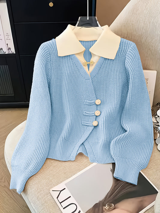 Women'S Elegant Beige Cardigan with Ribbed Detail - Light Luxury, Warm & Stylish Open Sweater for Fall and Winter,