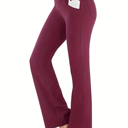 Women's High-Waisted Yoga Pants - Compression Flared Leggings with Pockets, Quick-Dry Stretch Fabric for Yoga,