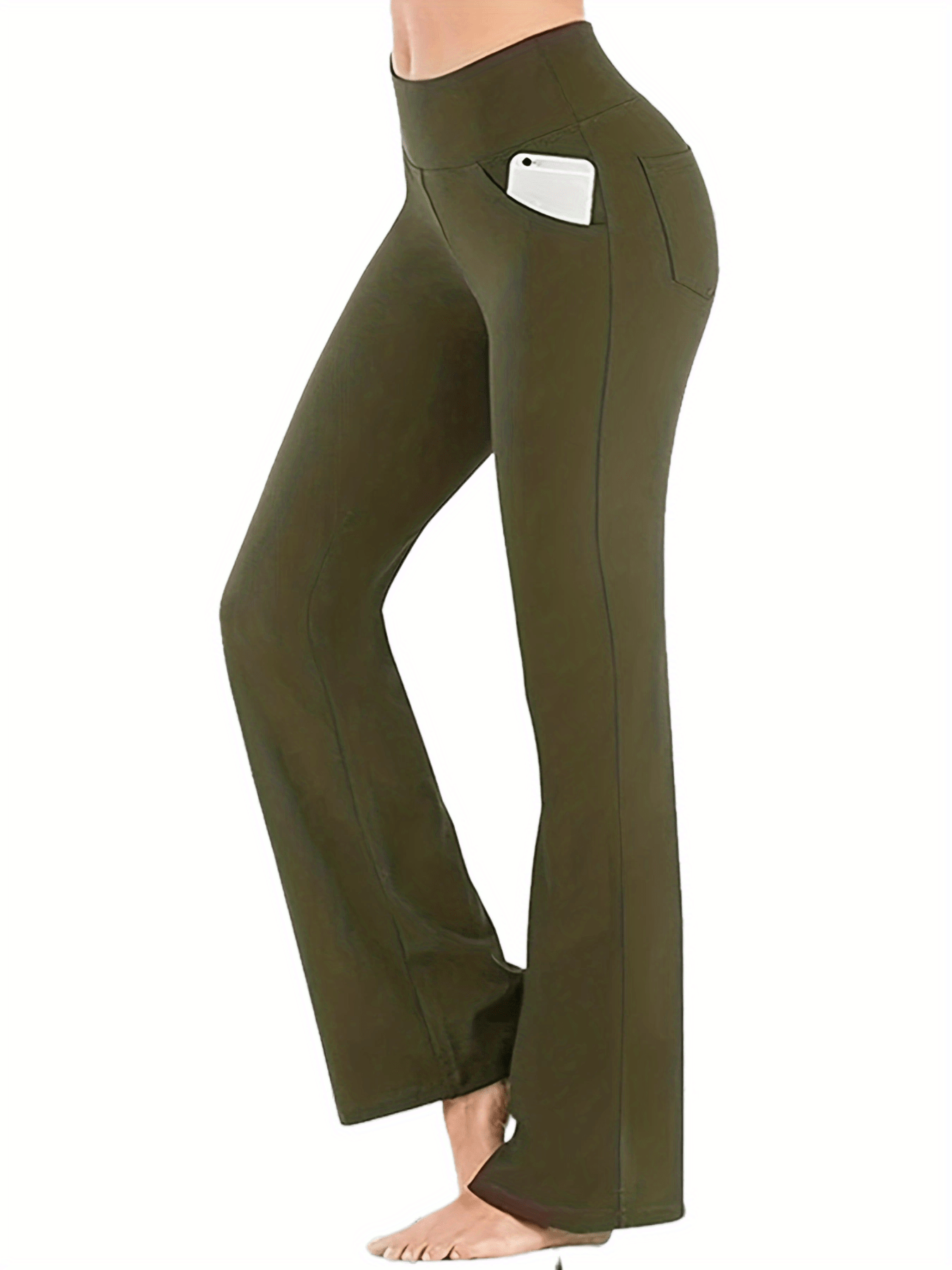 Women's High-Waisted Yoga Pants - Compression Flared Leggings with Pockets, Quick-Dry Stretch Fabric for Yoga,