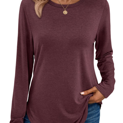 Women's Long Sleeve Round Neck Shirt Cute Casual Basic T