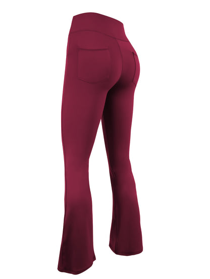 Women's High-Waisted Yoga Pants - Compression Flared Leggings with Pockets, Quick-Dry Stretch Fabric for Yoga,
