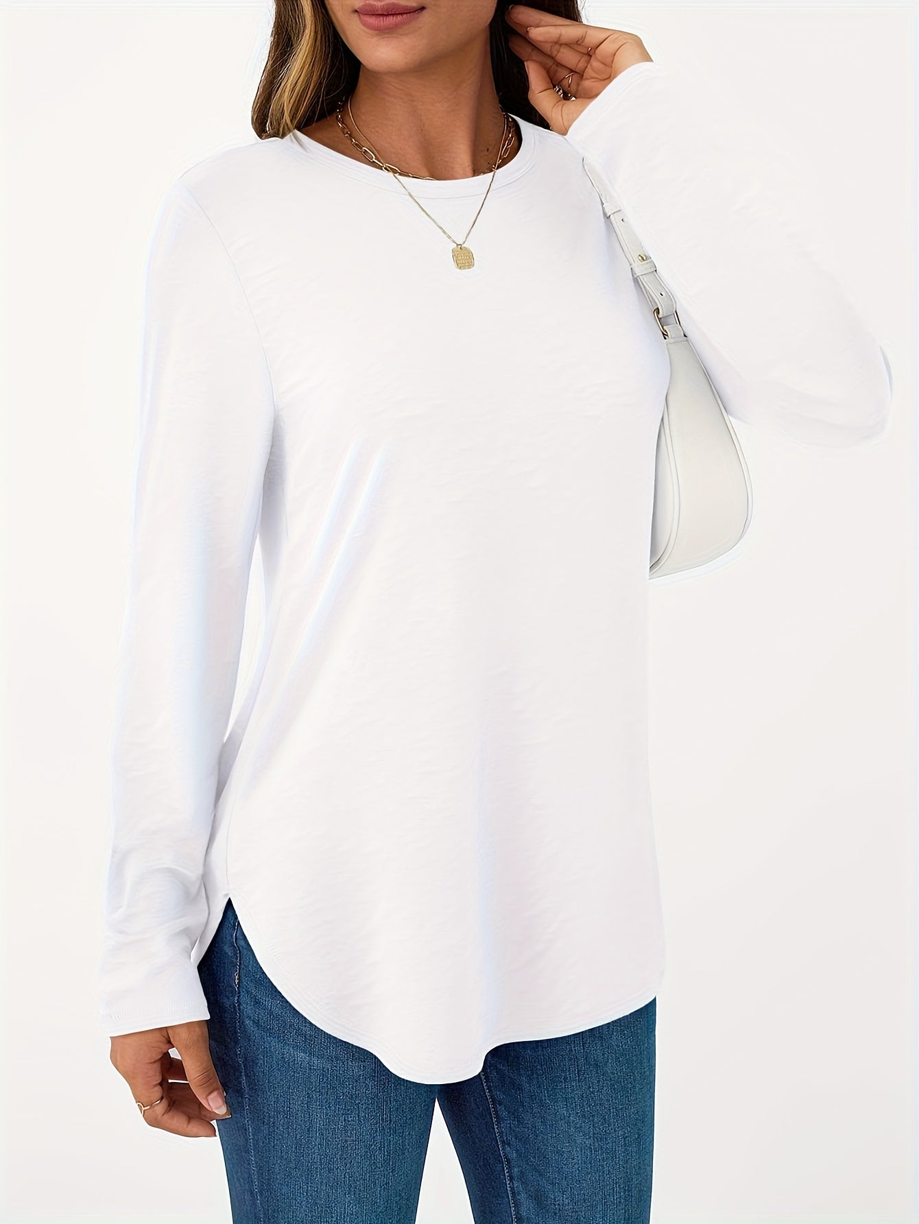 Women's Long Sleeve Round Neck Shirt Cute Casual Basic T