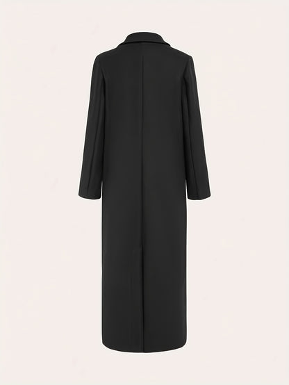 Women's Elegant Green Coat - Long Formal & Professional Outerwear, Machine Washable Winter Trench with Structured H-Silhouette for Office, Parties,