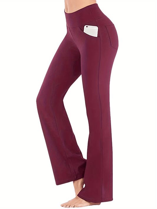 Women's High-Waisted Yoga Pants - Compression Flared Leggings with Pockets, Quick-Dry Stretch Fabric for Yoga,