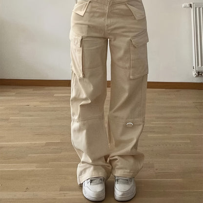 Women's Non-Stretch Cargo Pants with Multiple Utility Pockets - Structured Fit Work Pants for Everyday & Professional Outfits, Pink,