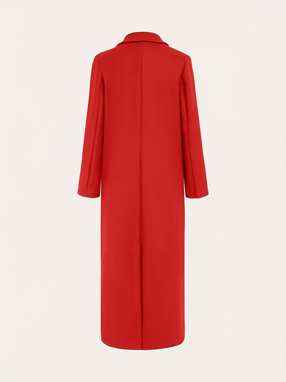 Women's Elegant Green Coat - Long Formal & Professional Outerwear, Machine Washable Winter Trench with Structured H-Silhouette for Office, Parties,
