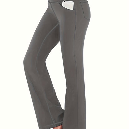 Women's High-Waisted Yoga Pants - Compression Flared Leggings with Pockets, Quick-Dry Stretch Fabric for Yoga,