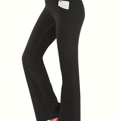 Women's High-Waisted Yoga Pants - Compression Flared Leggings with Pockets, Quick-Dry Stretch Fabric for Yoga,
